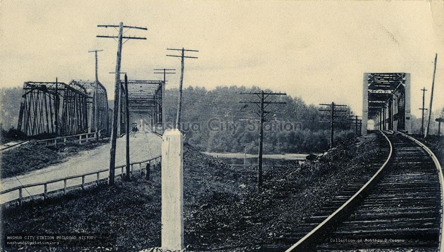 Postcard: The Three Bridges at Hadley, Northampton - Amherst Line